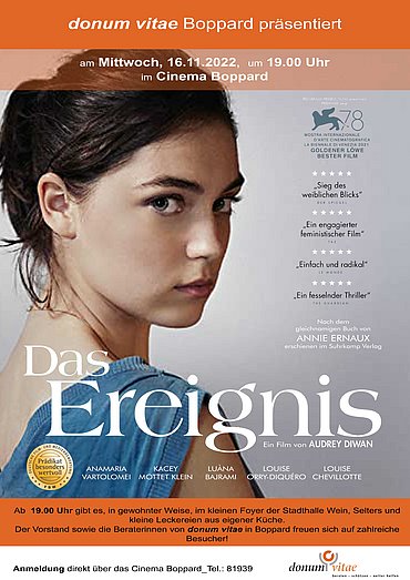Einladung zum Kinoabend am Mittwoch, 16.11.2022, um 19:00 Uhr im Cinema Boppard